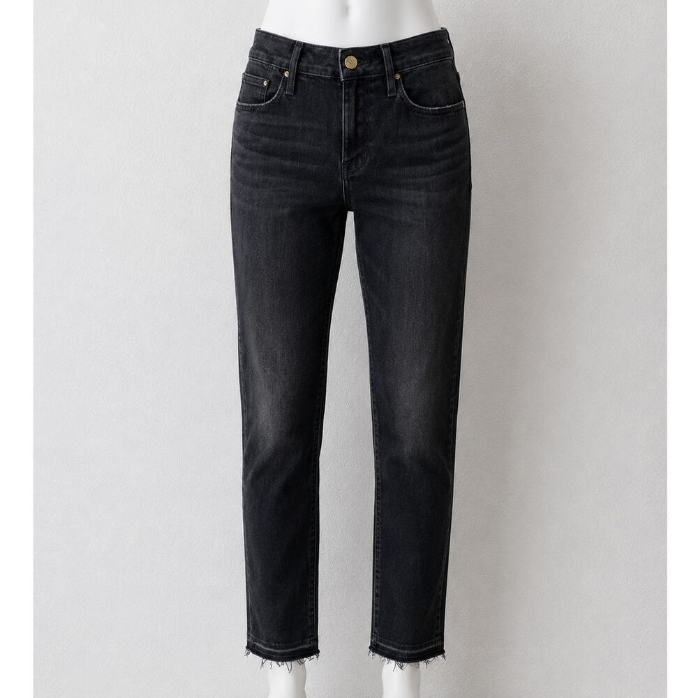 NWT Frame Le High Straight Jeans Black Raw Hem Women's 27